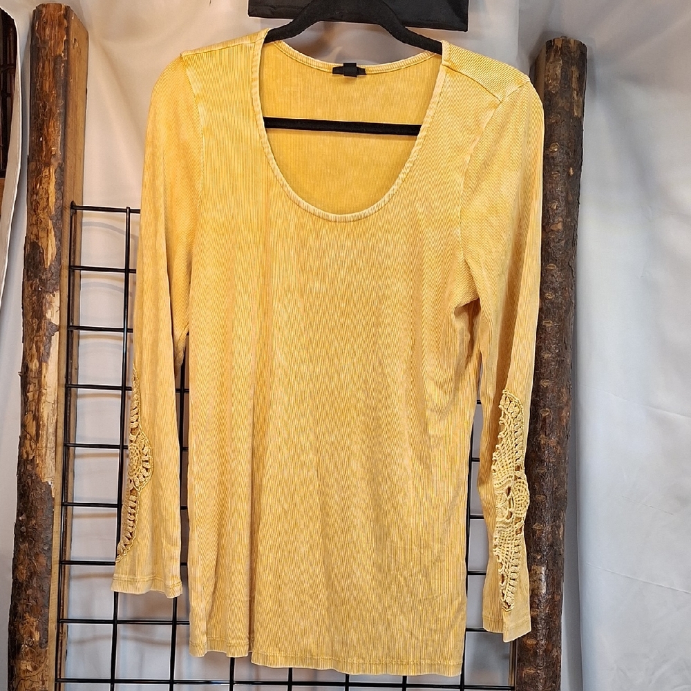 Torrid Yellow Lace Accent Blouse